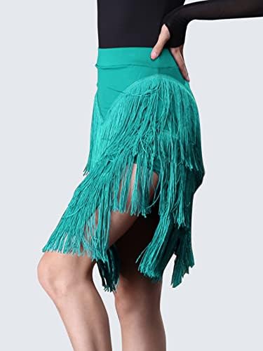 Saias de borla de lantejoulas femininas Rave Fringe Latin Tank Skirt Rumba Dancewear para performance Fantaspume de dança para