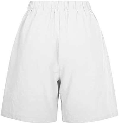 Lmsxct feminino casual algodão elástico shorts de linho soltos shorts confortáveis ​​bermudas shorts de praia de cordão de