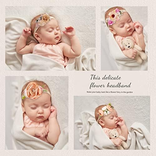 6pcs Baby Girl Flor Nylon Banda-elástica da faixa elástica Banda artesanal