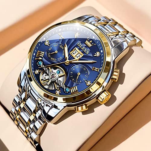 Olevs Relógios automáticos para homens de luxo de luxo de luxo de luxo Mecânica relógio de pulso auto -sinuoso diamante