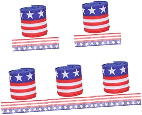 Aboofan 5 rolos estrelas decorativas estrondo envelhecimento julho presente tecido decorado de bandeira americana