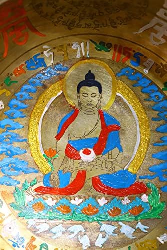 9 Coleção do templo tibetano Antigo bronze pintado de provérbios dos seis filhos Medicina Buda Buda Bowl Bowl Bowl Bowl Buddhist Utensils