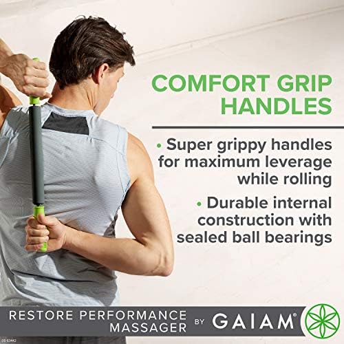 Gaiam Restore Massage Stick Roller - Desempenho de espuma Manguarda Mangueira Manguar Alças de aderência de conforto | Construção