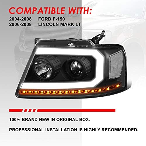 Signal seqüencial LED DRL Projector Farol compatível com Ford F-150 Lincoln Mark LT 04-08, lado do motorista e do passageiro,
