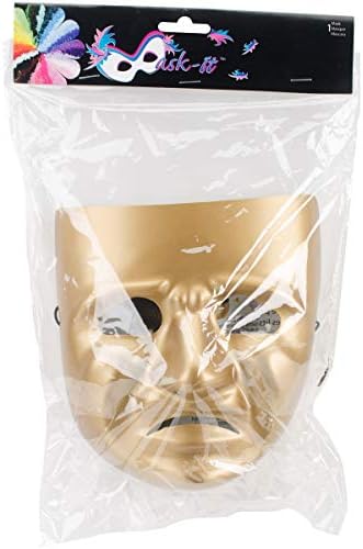 Máscara de tragédia máscara com folha de instruções, 7,75 polegadas, ouro