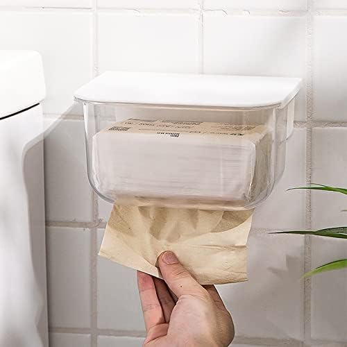Caixa criativa da caixa de tecidos montados na parede Caixa de lenço de lenço de lenços de papel do banheiro com barra de vidro