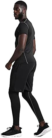 Buyjya 5pcs calças de compressão masculina camisa superior de manga comprida conjuntos atléticos conjuntos de ginástica