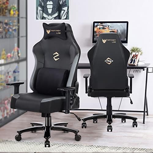 Fantasylab grande e alto 400 lb Cadeira de jogo de espuma de massagem Gaming Cadeira ajustável Tilt, ângulo traseiro e