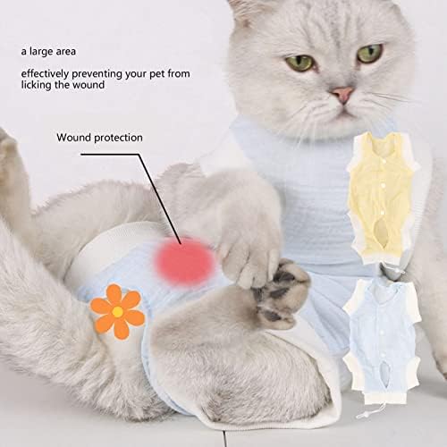 Traje de bandagem de recuperação de gatos Naroote, traje de recuperação de gatos evita o design de botões lambendo a proteção de feridas confortável respirável para cães