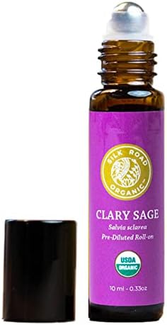 O orgânico Clary Sage Sage essencial Roll On, Salvia Sclarea, aromaterapia certificada por USDA pura para PMs, estresse e clareza
