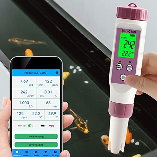 Xiaoling Kit de teste de água potável | Digital 7 em 1 ph ec tds orp sg medidor de temperatura de sal | Pen do testador