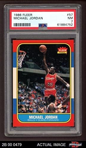 1986 FLEER 57 Michael Jordan Bulls Rookie Hall da Fama UN PSA 7 - NM 2B 00 0479 - Basketball Slabbed Rookie Cards