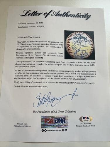 Bryce Harper Rookie 2012 Equipe Nacional de Washington assinou MLB Baseball PSA DNA - Bolalls autografados
