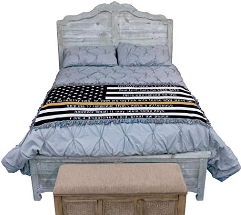 Departamento de Polícia - Oração de Proteção do Dispatcher - Linha fina de linha americana Blanket - Gift Tapestry Throw para trás do sofá ou sofá - tecido de algodão - feito nos EUA