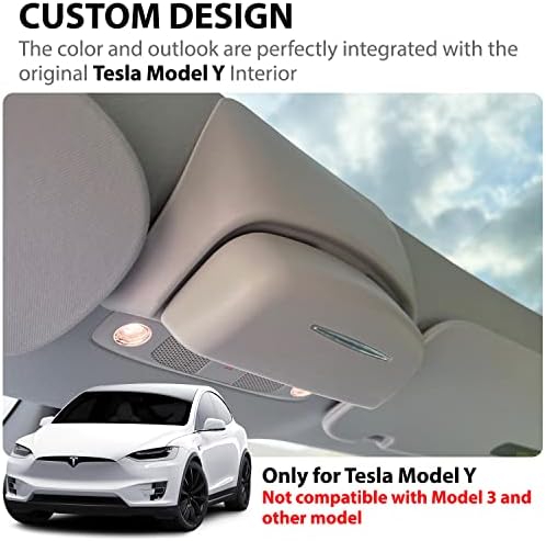 KSEV Sunglasses Holder Custom projetado para Tesla Modelo Y, Montagem do telhado no teto em copos Caixa dura da caixa