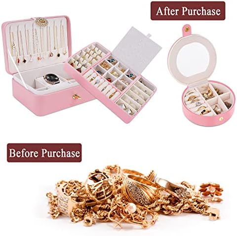 Kioten - 2 Pack Jewelry Box, Viagem Jewelry Box Build -Mirror, com 1pSC Random Color Perfume Atomizer, Girls and Women Jewelry Box,