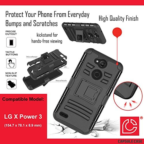 Caso Moriko Compatível com LG X Power 3 [Camada de armadura Proteção de queda de choque à prova de choque CLIP COMBO
