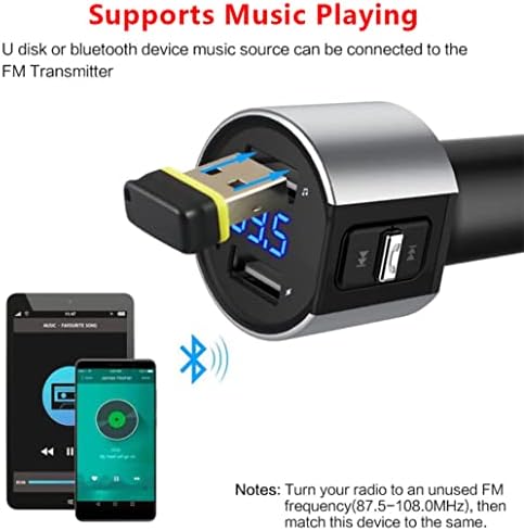 Adaptador de carregador de carro sem fio do transmissor Bluetooth FM com tela LED Exibir chamadas de mãos-livres duplo USB Port