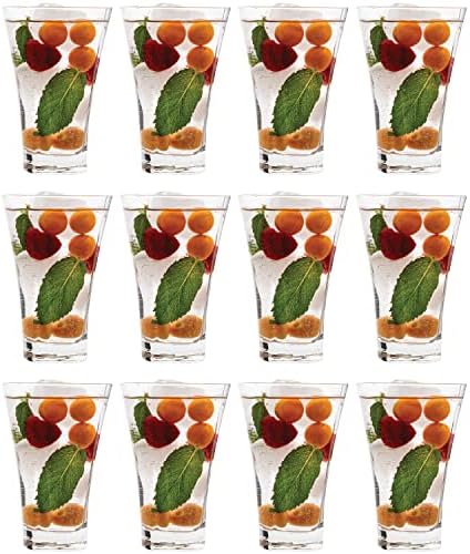 Vikko bebendo copos, 12 onças bebendo copos, embalagem de 12 xícaras de vidro cristalinas para água ou suco, copos de vidro elegantes e copos de água para beber para suco ou água