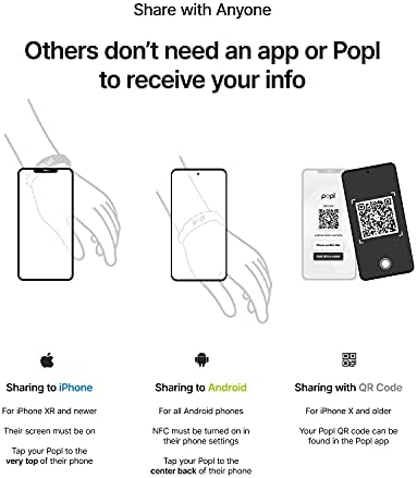 Pulseira de silicone ajustável Popl - cartão de visita digital - Bracelete NFC - Compartilhe instantaneamente informações de contato, mídia social, pagamento, aplicativos e muito mais