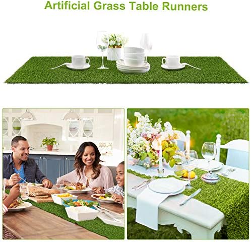 Corredores de mesa de grama artificiais Farochy - Runner de mesa de grama sintética para festa de casamento, aniversário, banquete, chá de bebê, decorações de casa