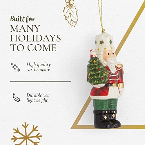 Spode Christmas Tree Collection Tartan Nutcracker com ornamento de árvores, mede a 4 polegadas, ornamento pendurado, decoração de férias, anel de guardanapo, decorações festivas