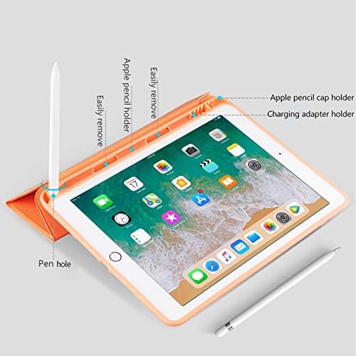 Caso Kenke para iPad 9/8/7ª geração 10,2 polegadas, Slim Stand Stand Stand Case Smart com porta -lápis, Auto Sleep/Wake Tup Soft TPU Tampa traseira para iPad 10.2 2021/2020/2019, laranja