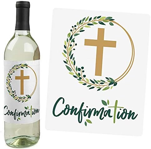 Confirmação Elegant Cross - Decorações de festas religiosas para mulheres e homens - adesivos de etiqueta de garrafa