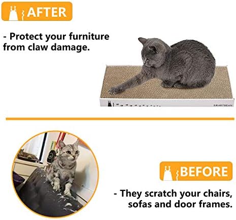 Postagem de arranhão para raspadinhos de papelão: smartbean gato scratch pad, postagem de arranhões de gato com papelão
