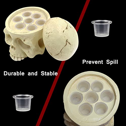 Cinra Tattoo Ink Cup Titular, 7 buracos Tattoo Trep telder Tattoo Pigmment Ink Cup Stand Hard Resin Skull Skull Tattoo Cap copo Stand