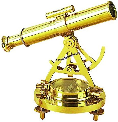 Telescópio de Alidade com Compússica Náutica Antique Brass Marinha Colecionável Rústico Vintage Decoração de Casa