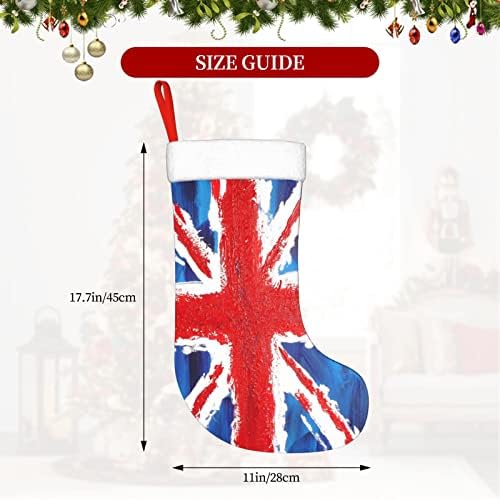 Cutedwarf Bandeira britânica Staque de Natal Ornamentos de férias de Natal Lareira pendurada meia 18 polegadas meias