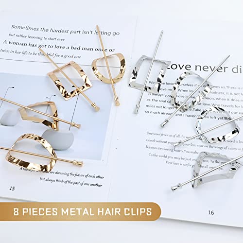 Dizila 8 Pacote de pacote de cabelo de metal de metal dourado decorativo cabeleireiro de cabelo retro clipes barretas