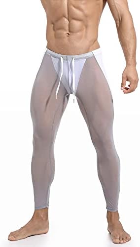 Calças de ioga de malha massh masculina de folgut vê através de leggings apertados capris esportes shapewear roupas íntimas