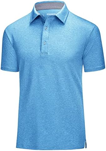 MagComsen Men's Short Slave Polo Golf Camisetas de 3-Button Wicking Athletic Camisetas camisetas de colarinho casual