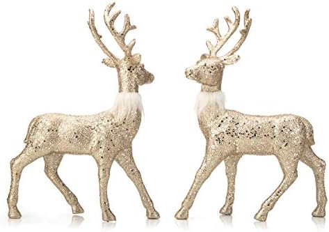 Decorações de renas de arcci em pé estatuetas de natal veados, rena de férias prata glitter