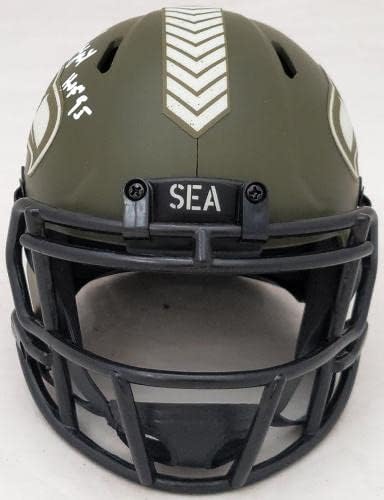 Steve Largent autografou Seattle Seahawks Camo Salute para Service Mini Capacete Hof 95 MCS Holo Stock #210465 - Mini capacetes NFL autografados
