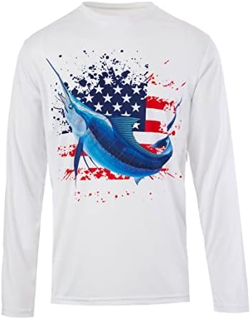 Kobalt1 meninos 2T-18 American Flag Marlin Water Sport Fishing UPF Performance camisa