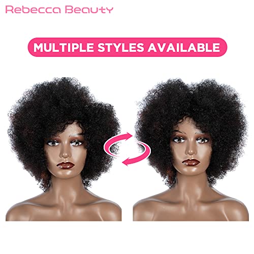Rebecca Beauty Afro Wigs Human Human para mulheres negras, peruca curta e miudal