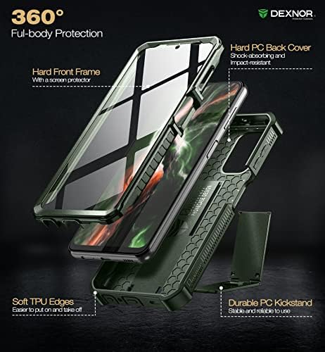 Dexnor para o caso Samsung Galaxy A32 5G, [Protetor de tela construído e Kickstand] Proteção militar de grau de serviço pesado