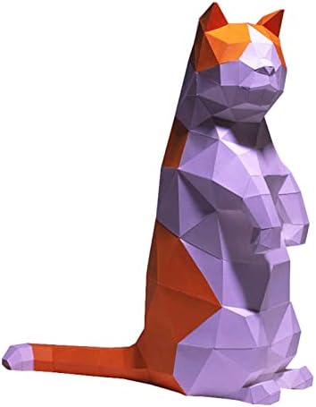 WLL-DP Standing Cat Modelagem 3D Troféu de papel geométrico artesanato