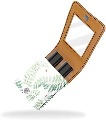 Caixa de batom Oryuekan com espelho bolsa de cosméticos portátil espelho, folhas verdes de verão