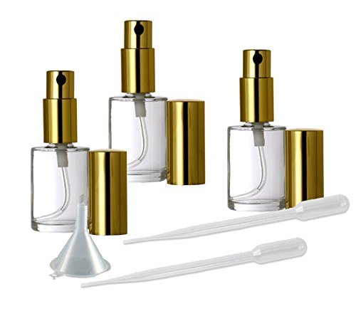 Atomizador de névoa fina de perfume, garrafa de vidro redonda, Grand Parfums Gold Fine Mist Sprayer 1/2 oz -15ml
