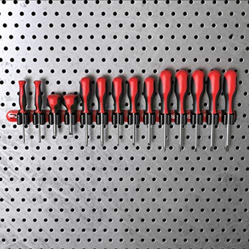 Organizador da chave de fenda de montagem de parede premium de ferramentas OLSA | Nylon vermelho + clipes pretos