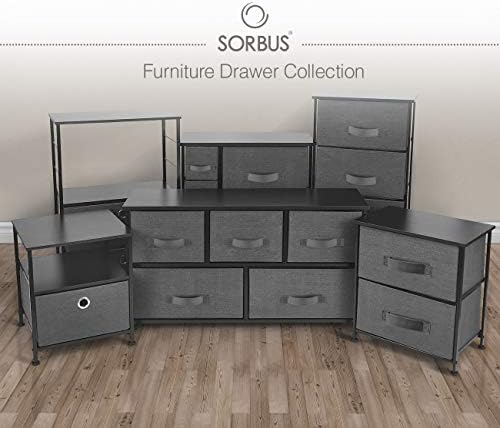 Sorbus NightStand com 3 gavetas - móveis de cabeceira e sotaque Torre de armazenamento de mesa final para casa, acessórios