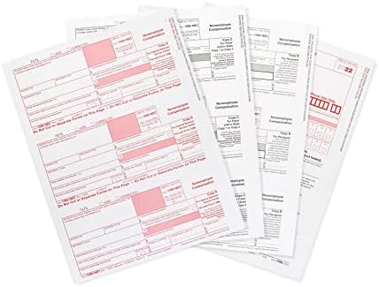 Blue Summit Supplies 1099 Formulários de imposto NEC 2022, 50 5 Formulários de imposto de parte, compatíveis com QuickBooks