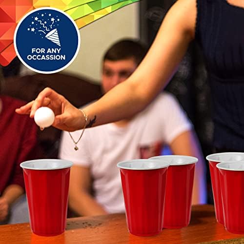 Pami Easy Grip Red Plastic Party Cups [pacote de 50]- 18oz de copos de bebida descartáveis- copos de plástico para chá gelado, smoothies, soco, coquetéis e bebidas geladas- copos de cerveja / cerveja em bolsa selvagem
