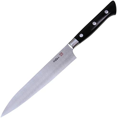Faca de chef japonesa Hattori, faca de pequeno porte do FH-3L, faca de cozinha VG-10 Cobalt Steel Pro com alça de micarta de linho preto ergonômico, 5,9 polegadas