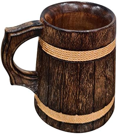 colecioniblesbuy antigo caneca de madeira rústica caneca medieval inspirada em madeira tanque de madeira de madeira batera de bebida Stein
