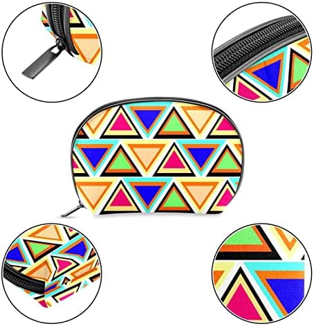 Bolsa de maquiagem de viagem, bolsa de cosmética Caso organizador, para mulheres de produtos de higiene pessoal, pincéis, triângulos de padrões geométricos coloridos arte